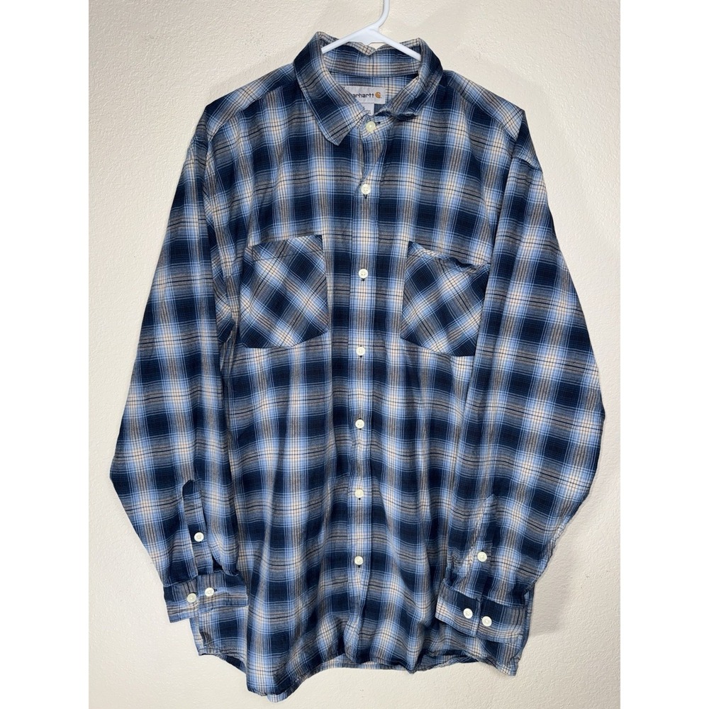 Carhartt Blue Plaid Long Sleeve Button-Down Shirt
